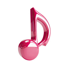 Magenta musical note, glossy, 3D style