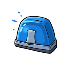 A vibrant blue cartoon-style hole puncher, gleaming with highlights, sits ready for use on a dark background, representing work and organization.