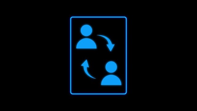 C2C model icon line animation on dark background. Online interaction animated icon. Alternately shaking head. Social network.