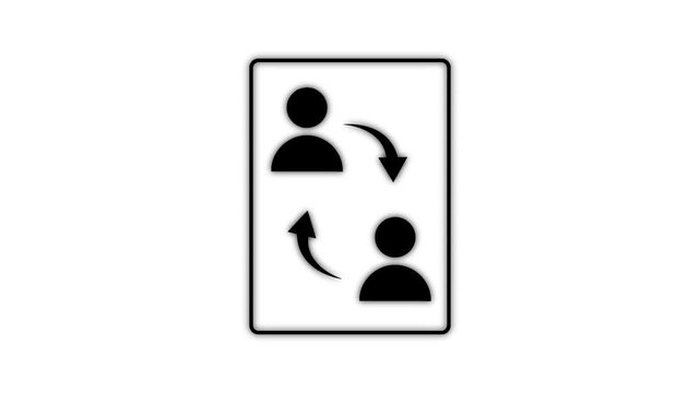 C2C model icon line animation on dark background. Online interaction animated icon. Alternately shaking head. Social network.