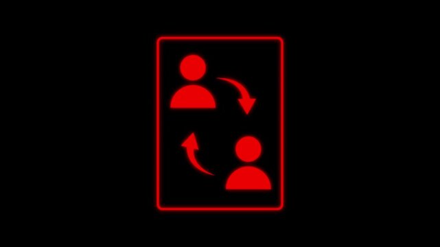 C2C model icon line animation on dark background. Online interaction animated icon. Alternately shaking head. Social network.