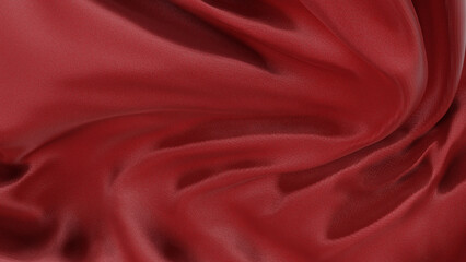 The background image of the fluttering cloth has bold red colors and patterns.