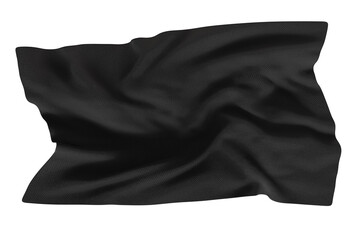 A flowing cloth with bold black colors and patterns on a white background.