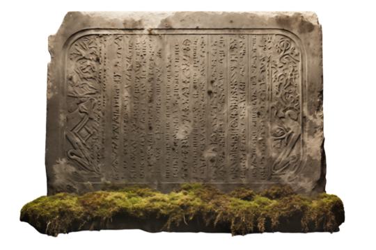 Ancient Stone Tablet with Carvings transparent background png