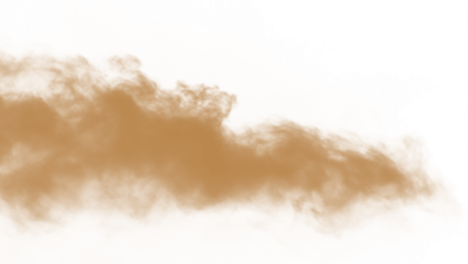 Dust sand soil smoke cloud particles isolated on transparent white background. Brown sandstorm smog sand dust explosion rising. Smoke fog overlay effect. Blurred soil dust.