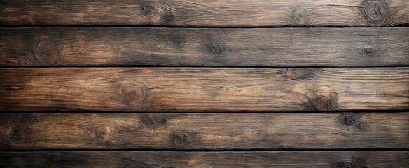 Naklejka premium close-up view of horizontal rustic wooden planks with natural knots and grain patterns