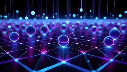 Futuristic glowing spheres connected by a network of light