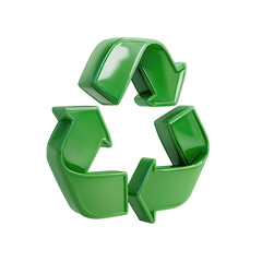 Green glossy 3D recycling symbol