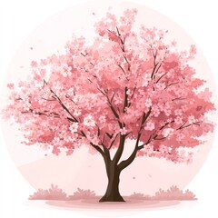 Obraz premium Pink cherry blossom tree illustration
