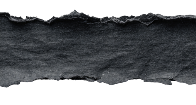 A dark gray torn strip of paper.  Jagged edges, textured surface