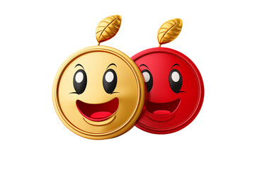 Obraz premium Smiling Gold and Red Award Medals: Achievement, Success, and Celebration Concept transparent background png