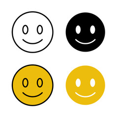 smiley face icon . in stroke, black and colored vectors collection isolated on white background.