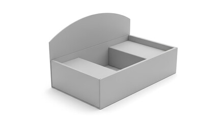 Gray Cardboard Display Box with Two Compartments.