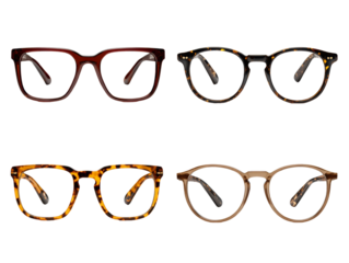 Elegant eyewear selection showcasing vintage inspired optical frames with classic designs isolated