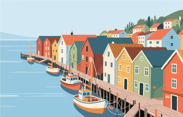 European architecture and scenery, vector graphics