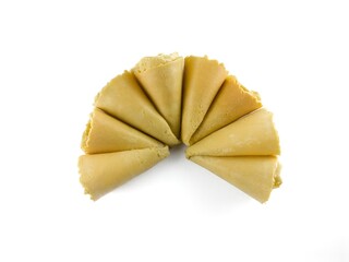 Semprong cake, sapit, sepit, Dutch cake, gapit, kassipi, kapit, Asian egg roll. A waffle or pastry snack originating from Indonesia. Semprong cake isolated on a white background.