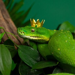 Fototapeta premium Snake with Crown in Jungle