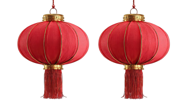Pair of red Chinese lanterns