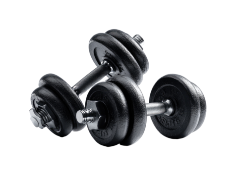 Black dumbbells, weightlifting