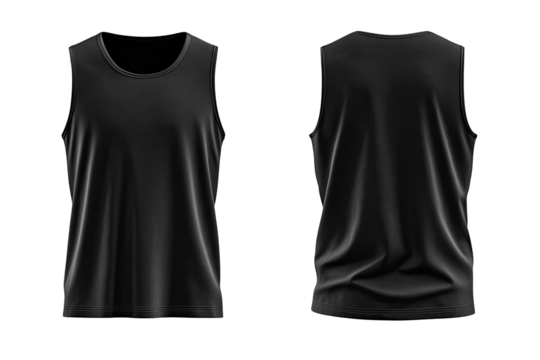 Black sleeveless athletic top, front and back view