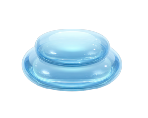 Two translucent, light-blue, rounded shapes stacked