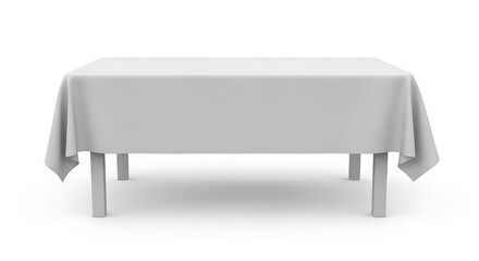 Empty White Tablecloth on Rectangular Table.