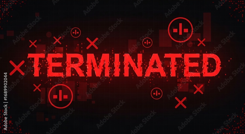 Aufkleber urgent digital alert signals project completion or system shutdown with dramatic red glow
