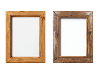 Two light brown and dark brown wooden picture frames