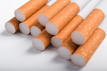 Сigarettes isolated on white background. Smoking. Bad habits. Smoking leads to lung cancer