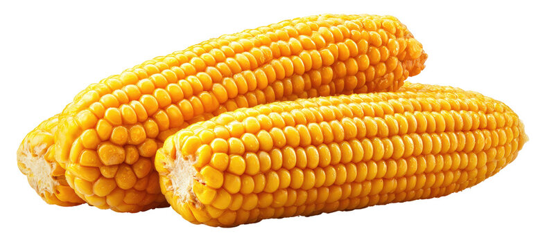 Two bright yellow corn cobs, close-up - Powered by Adobe