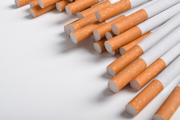 Сigarettes isolated on white background. Smoking. Bad habits. Smoking leads to lung cancer