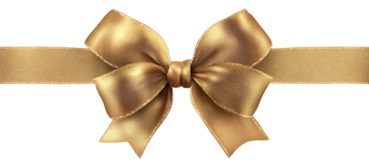 Golden ribbon bow with a horizontal banner