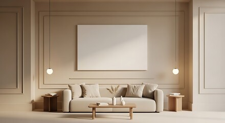 Beige Living Room Interior Design.