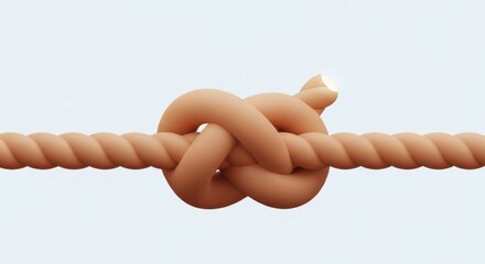 3D Render of Rope Knot on Light Background