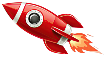 Red rocket launching into space (1)