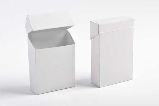 Front and back view of cigarette boxes or packs isolated on a white background. Clipping path. Template for your design.