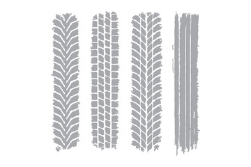 Car tire tracks vector, icon design. Tire tracks, rubber wheels, and braking marks. Truck, car, or motorcycle tread pattern silhouettes. Perfect for auto racing, motorsport, and speed-related designs