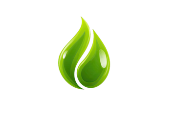 Green stylized leaves in a teardrop shape, glossy appearance