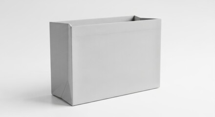 Silver Paper Bag with Handle on White Background for Packaging and Retail Displays