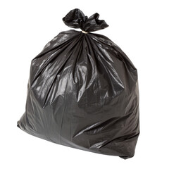 Watercolor Full Black Trash Bag Tied Shut, Isolated on Black