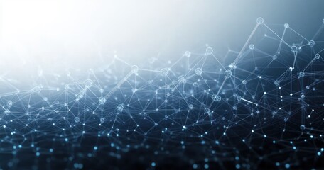 Abstract digital network with interconnected points and lines representing data flow and technological connectivity in a futuristic style