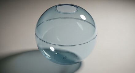 Clear Glass Sphere with Reflections on Neutral Surface in Studio Setting