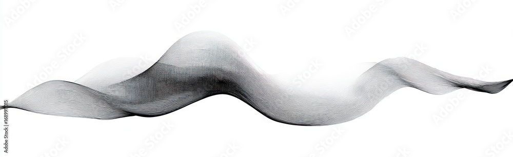 Aufkleber abstract black and white flowing wave consisting of fine mesh lines creating a smooth undulating for