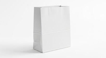 Plain White Paper Bag Standing on White Background for Packaging Products