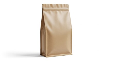 Plain Brown Coffee Bag Standing in White Background for Packaging and Retail