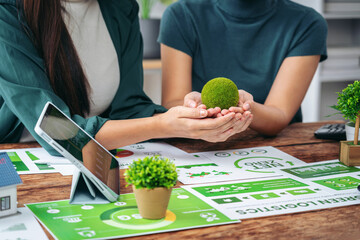 Corporate leaders discuss innovative sustainability strategies fostering eco friendly practices and responsible environmental governance for future business growth