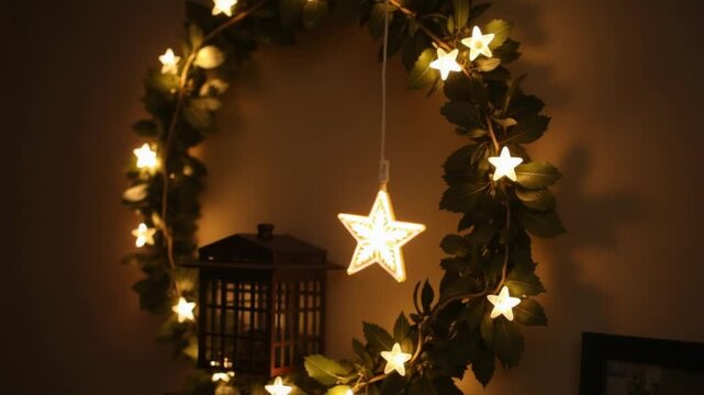 Preparing festive decorations with lights for Christmas celebrations at home