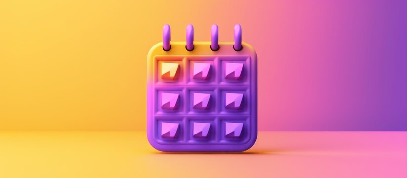 3D render of a calendar icon on a gradient background.