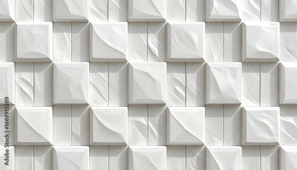 Poster abstract white geometric pattern of square tiles with light and shadow effect. ideal for constructio