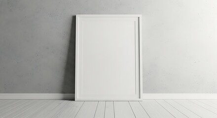 Blank White Picture Frame on Light Gray Wall.